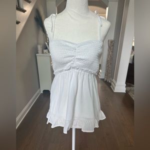 White chiffon ruffled tank- size small